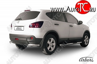 6 659 р. Защита заднего бампера Arbori (уголки, нержавейка, 1 труба d57 mm). Nissan Qashqai 1 дорестайлинг (2007-2010)  с доставкой в г. Йошкар-Ола