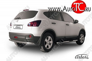 9 809 р. Защита заднего бампера Arbori (нержавейка, 1 труба d57 mm). Nissan Qashqai 1 дорестайлинг (2007-2010)  с доставкой в г. Йошкар-Ола