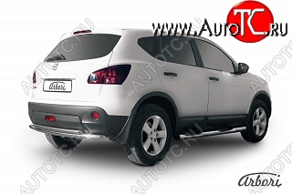 10 709 р. Защита заднего бампера Arbori (нержавейка, 2 трубы d57 и 42 mm). Nissan Qashqai 1 дорестайлинг (2007-2010)  с доставкой в г. Йошкар-Ола