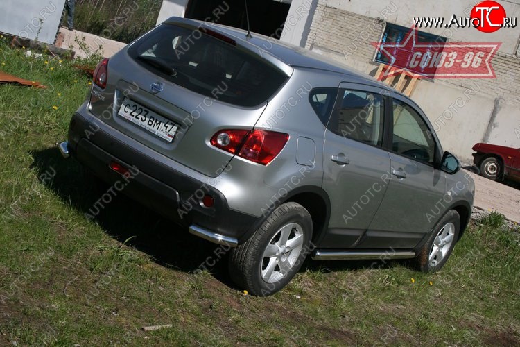 7 604 р. Защита заднего бампера из боковых уголков Souz-96 (d60) Nissan Qashqai 1 дорестайлинг (2007-2010)  с доставкой в г. Йошкар-Ола