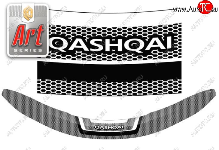 2 369 р. Дефлектор капота CA-Plastiс  Nissan Qashqai  2 (2013-2019) J11 дорестайлинг (Серия Art графит)  с доставкой в г. Йошкар-Ола