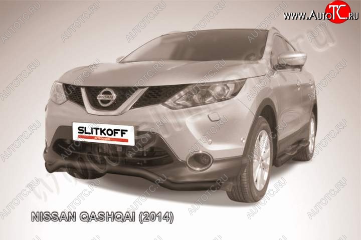 10 499 р. Защита переднего бампер Slitkoff Nissan Qashqai 2 J11 дорестайлинг (2013-2019) (Цвет: серебристый)  с доставкой в г. Йошкар-Ола