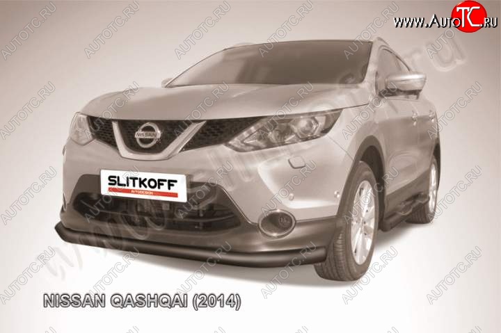 9 649 р. Защита переднего бампер Slitkoff  Nissan Qashqai  2 (2013-2019) J11 дорестайлинг (Цвет: серебристый)  с доставкой в г. Йошкар-Ола