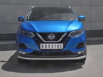 Защита переднего бампера (Ø 63 мм, нержавейка) SLITKOFF Nissan (Нисан) Qashqai (Кашкай)  2 (2017-2022) 2 J11 рестайлинг