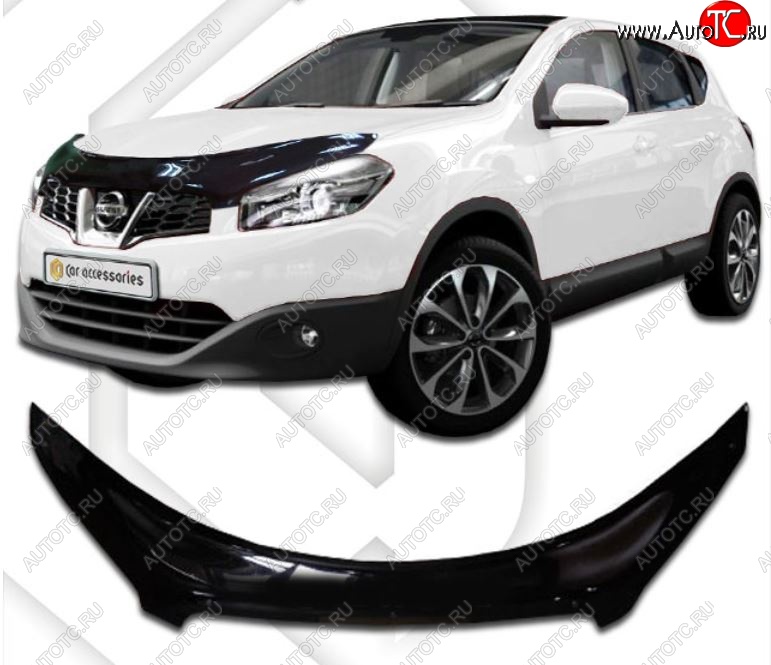 2 369 р. Дефлектор капота CA-Plastiс exclusive  Nissan Qashqai +2  1 (2008-2014) J10 дорестайлинг, J10 рестайлинг (Classic черный, Без надписи)  с доставкой в г. Йошкар-Ола