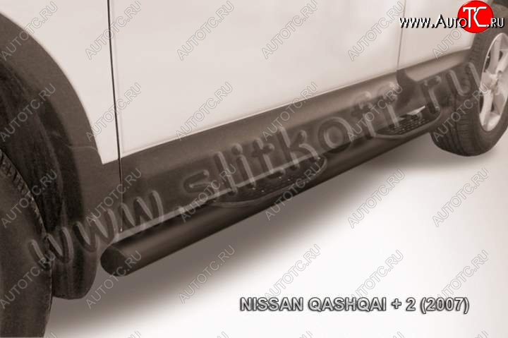 13 749 р. Защита порогов Slitkoff Nissan Qashqai +2 1 J10 дорестайлинг (2008-2010) (Цвет: серебристый)  с доставкой в г. Йошкар-Ола