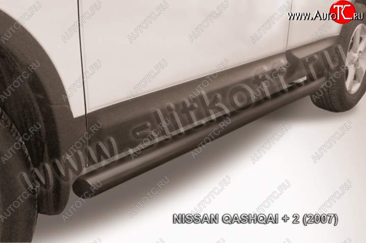 11 749 р. Защита порогов Slitkoff Nissan Qashqai +2 1 J10 дорестайлинг (2008-2010) (Цвет: серебристый)  с доставкой в г. Йошкар-Ола