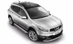 Широкая защита порогов Petroil Tuning Nissan Qashqai 1 J10 рестайлинг (2010-2013)  (Нержавеющая полированная сталь)