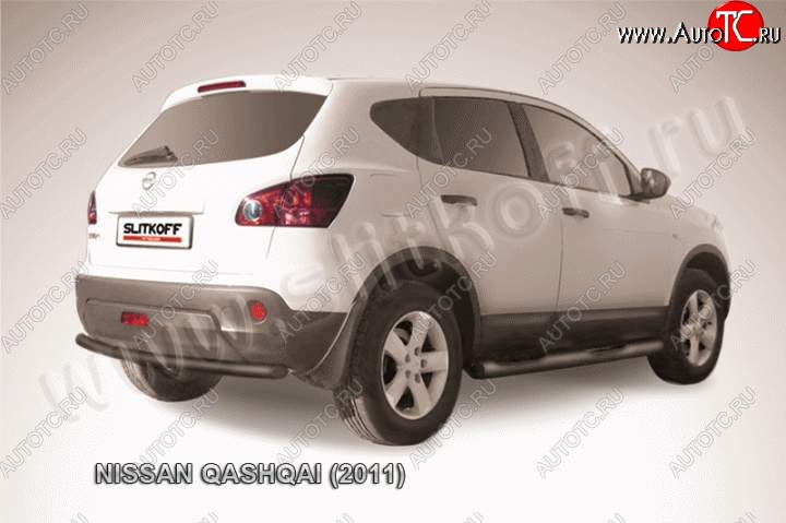 8 449 р. Защита задняя Slitkoff Nissan Qashqai 1 J10 рестайлинг (2010-2013) (Цвет: серебристый)  с доставкой в г. Йошкар-Ола