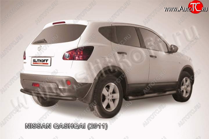 9 949 р. Защита задняя Slitkoff Nissan Qashqai 1 J10 рестайлинг (2010-2013) (Цвет: серебристый)  с доставкой в г. Йошкар-Ола