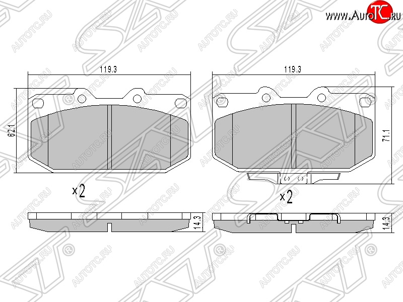 1 399 р. Колодки тормозные SAT (передние) Subaru Impreza GD седан дорестайлинг (2000-2002)  с доставкой в г. Йошкар-Ола