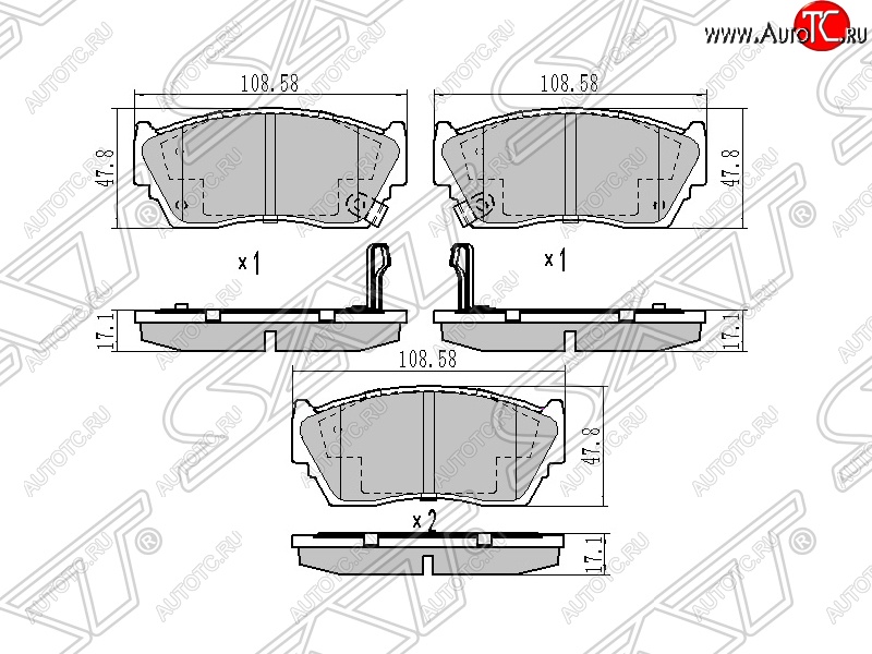 1 179 р. Колодки тормозные SAT (передние)  Nissan Sunny  N14 (1990-1998)  с доставкой в г. Йошкар-Ола