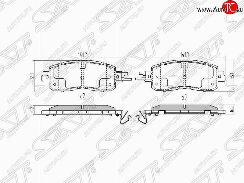 1 699 р. Колодки тормозные (передние) SAT  Nissan Teana  3 L33 (2014-2020) дорестайлинг  с доставкой в г. Йошкар-Ола