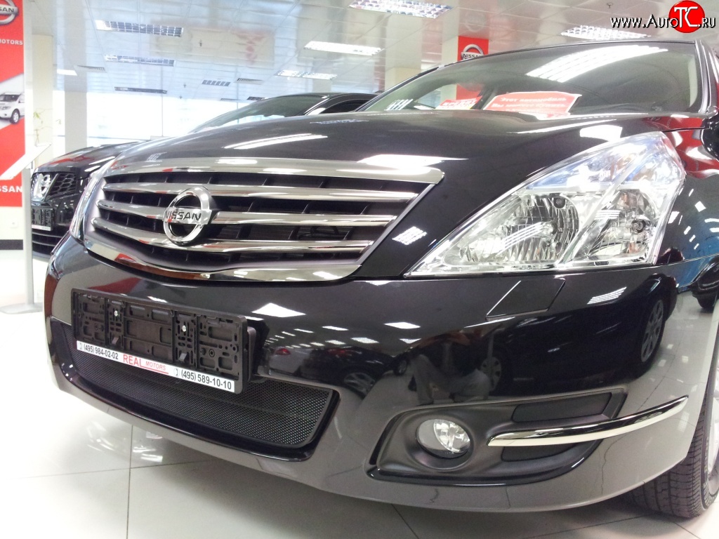 1 469 р. Сетка на бампер Russtal (черная) Nissan Teana 2 J32 дорестайлинг (2008-2011)  с доставкой в г. Йошкар-Ола