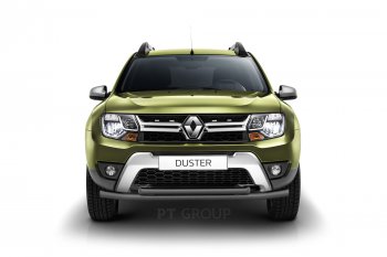 5 249 р. Защита переднего бампера (двойная Ø63 и 51 мм) Petroil Tuning Renault Duster HS рестайлинг (2015-2021) (черный (Шагрень))  с доставкой в г. Йошкар-Ола. Увеличить фотографию 3