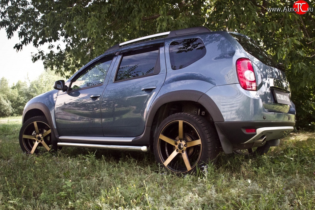 4 649 р. Накладки колесных арок RA (короткие, комплект)  Renault Duster  HS (2010-2015) дорестайлинг (Поверхность шагрень)  с доставкой в г. Йошкар-Ола