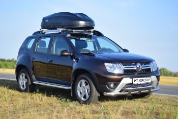 27 999 р. Порожки для ног из трубы Ø51 с алюминиевой площадкой Petroil Tuning Эстонец Renault Duster HS дорестайлинг (2010-2015) (Нержавеющая полированная сталь)  с доставкой в г. Йошкар-Ола. Увеличить фотографию 3