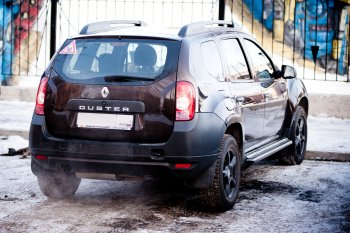 15 899 р. Порожки для ног из трубы Ø51 с алюминиевой площадкой Petroil Tuning Эстонец Nissan Terrano D10 дорестайлинг (2013-2016) (Черный (Шагрень))  с доставкой в г. Йошкар-Ола. Увеличить фотографию 5