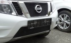 Нижняя сетка на бампер Russtal (черная) Nissan (Нисан) Terrano (Террано)  D10 (2013-2022) D10 дорестайлинг, рестайлинг