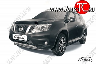 7 019 р. Защита переднего бампера Arbori (черная, 1 труба d42 mm). Nissan Terrano D10 рестайлинг (2016-2022)  с доставкой в г. Йошкар-Ола