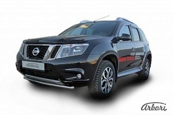 Защита переднего бампера Arbori (нержавейка, 1 труба d42 mm). Nissan Terrano D10 рестайлинг (2016-2022)