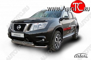 11 069 р. Защита переднего бампера Arbori (нержавейка, 2 трубы d57 и 42 mm) Nissan Terrano D10 рестайлинг (2016-2022)  с доставкой в г. Йошкар-Ола