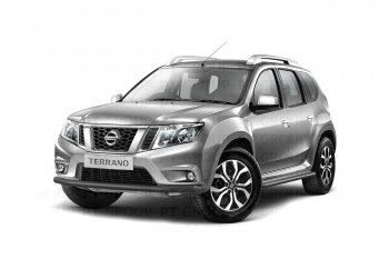 4 299 р. Защита переднего бампера (одинарная, Ø63 мм) Petroil Tuning Nissan Terrano D10 дорестайлинг (2013-2016) (Серебристый (Искра))  с доставкой в г. Йошкар-Ола. Увеличить фотографию 2