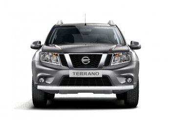 4 299 р. Защита переднего бампера (одинарная, Ø63 мм) Petroil Tuning Nissan Terrano D10 дорестайлинг (2013-2016) (Серебристый (Искра))  с доставкой в г. Йошкар-Ола. Увеличить фотографию 3