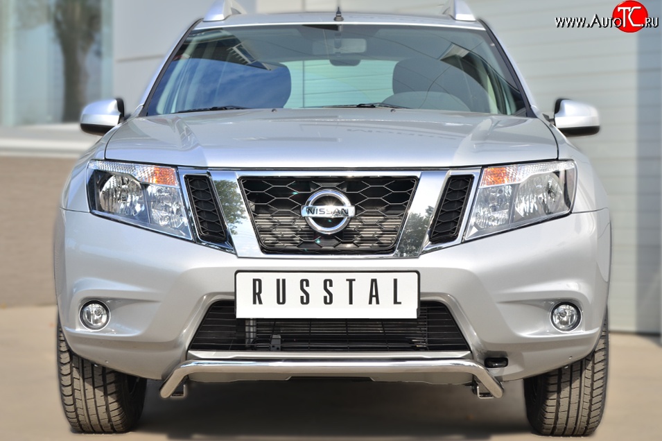 12 499 р. Защита переднего бампера (Ø42 мм волна, нержавейка) SLITKOFF Nissan Terrano D10 дорестайлинг (2013-2016)  с доставкой в г. Йошкар-Ола