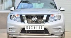 Одинарная защита переднего бампера диаметром 63 мм SLITKOFF Nissan Terrano D10 дорестайлинг (2013-2016)