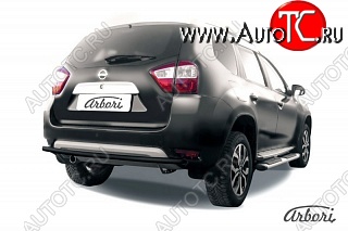 7 019 р. Защита заднего бампера Arbori (черная, 1 труба d42 mm). Nissan Terrano D10 дорестайлинг (2013-2016)  с доставкой в г. Йошкар-Ола