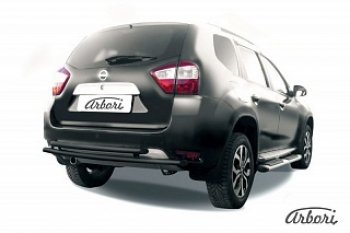 Защита заднего бампера Arbori (черная, 2 трубы d42 mm). Nissan Terrano D10 дорестайлинг (2013-2016)