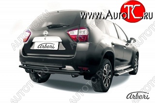 7 019 р. Защита заднего бампера Arbori (черная, 2 трубы d42 mm). Nissan Terrano D10 дорестайлинг (2013-2016)  с доставкой в г. Йошкар-Ола