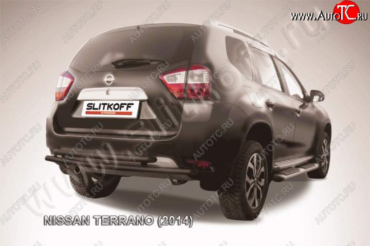 6 399 р. Защита задняя Slitkoff Nissan Terrano D10 дорестайлинг (2013-2016) (Цвет: серебристый)  с доставкой в г. Йошкар-Ола