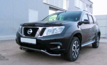 7 299 р. Защита переднего бампера Slitkoff (Ø 57, волна). Nissan Terrano D10 дорестайлинг (2013-2016) (Сталь с полимерным покрытием. Цвет: черный)  с доставкой в г. Йошкар-Ола. Увеличить фотографию 1