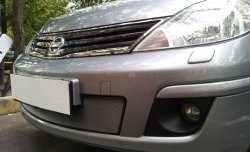 1 539 р. Сетка на бампер Russtal (хром) Nissan Tiida 1 седан C11 рестайлинг (2010-2014)  с доставкой в г. Йошкар-Ола. Увеличить фотографию 2