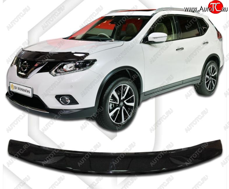 2 189 р. Дефлектор капота CA-Plastiс  Nissan X-trail  3 T32 (2013-2022) дорестайлинг, рестайлинг (Classic черный, Без надписи)  с доставкой в г. Йошкар-Ола