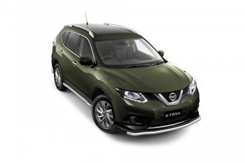 25 699 р. Защита порогов вогнутая из трубы Ø63 Petroil Tuning  Nissan X-trail  3 T32 (2013-2022) дорестайлинг, рестайлинг (Нержавеющая полированная сталь)  с доставкой в г. Йошкар-Ола. Увеличить фотографию 1