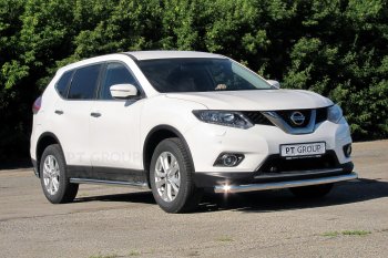 25 699 р. Защита порогов вогнутая из трубы Ø63 Petroil Tuning Nissan X-trail 3 T32 дорестайлинг (2013-2018) (Нержавеющая полированная сталь)  с доставкой в г. Йошкар-Ола. Увеличить фотографию 3