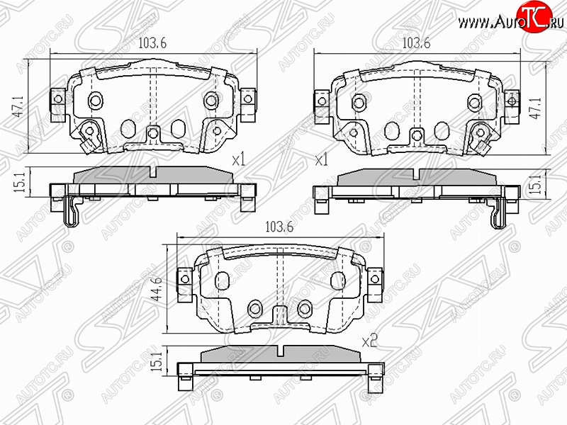 1 059 р. Колодки тормозные задние SAT Nissan X-trail 3 T32 рестайлинг (2017-2022)  с доставкой в г. Йошкар-Ола