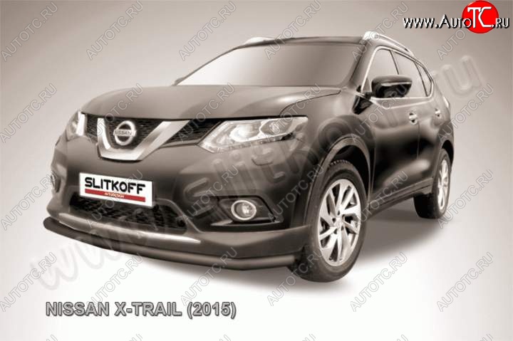 8 349 р. Защита переднего бампер Slitkoff  Nissan X-trail  3 T32 (2013-2018) дорестайлинг (Цвет: серебристый)  с доставкой в г. Йошкар-Ола