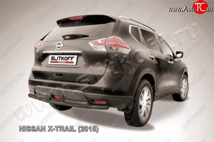 8 599 р. Защита задняя Slitkoff Nissan X-trail 3 T32 рестайлинг (2017-2022) (Цвет: серебристый)  с доставкой в г. Йошкар-Ола