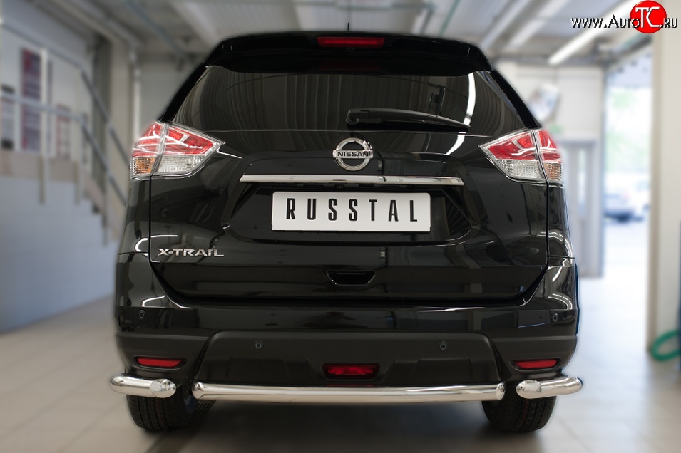 14 549 р. Одинарная защита заднего бампера из трёх труб диаметром 63 мм SLITKOFF Nissan X-trail 3 T32 рестайлинг (2017-2022)  с доставкой в г. Йошкар-Ола