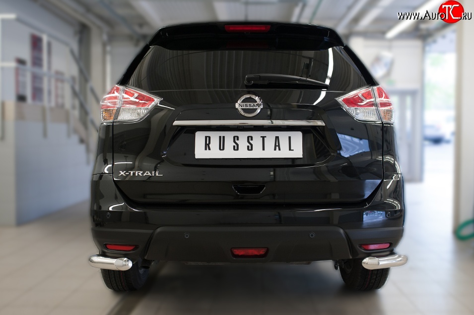 15 599 р. Защита заднего бампера (Ø63 мм уголки, нержавейка) SLITKOFF Nissan X-trail 3 T32 рестайлинг (2017-2022)  с доставкой в г. Йошкар-Ола