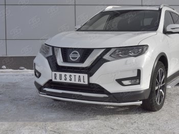 13 749 р. Защита переднего бампера (Ø42 мм, нержавейка) SLITKOFF Nissan X-trail 3 T32 дорестайлинг (2013-2018)  с доставкой в г. Йошкар-Ола. Увеличить фотографию 4