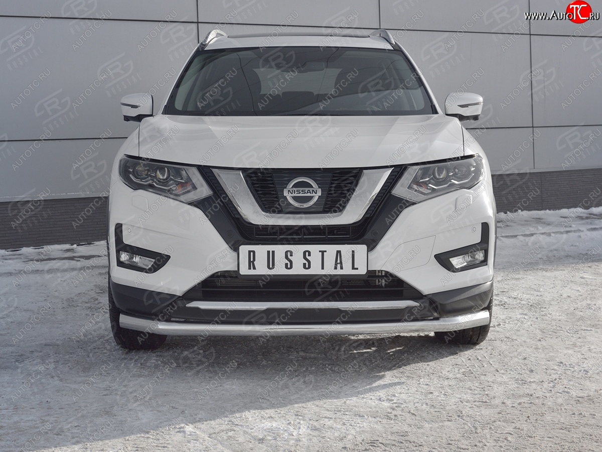 14 349 р. Защита переднего бампера (Ø63 мм, нержавейка) SLITKOFF Nissan X-trail 3 T32 дорестайлинг (2013-2018)  с доставкой в г. Йошкар-Ола