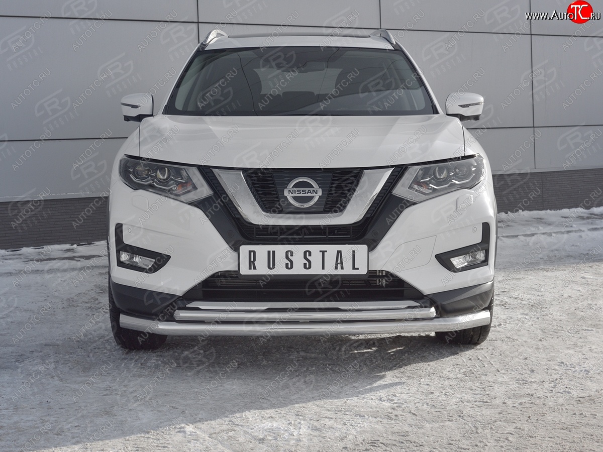 17 949 р. Защита переднего бампера (Ø63 и 42 мм)  Nissan X-trail  3 T32 (2013-2018) дорестайлинг  с доставкой в г. Йошкар-Ола