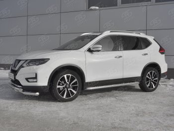 22 599 р. Защита переднего бампера (Ø63 мм с клыками, нержавейка) SLITKOFF Nissan X-trail 3 T32 дорестайлинг (2013-2018)  с доставкой в г. Йошкар-Ола. Увеличить фотографию 2