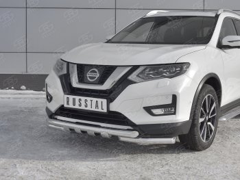 22 599 р. Защита переднего бампера (Ø63 мм с клыками, нержавейка) SLITKOFF Nissan X-trail 3 T32 дорестайлинг (2013-2018)  с доставкой в г. Йошкар-Ола. Увеличить фотографию 4