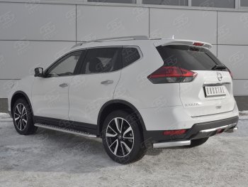 16 699 р. Защита заднего бампера (Ø63 мм уголки, нержавейка) SLITKOFF Nissan X-trail 3 T32 рестайлинг (2017-2022)  с доставкой в г. Йошкар-Ола. Увеличить фотографию 2